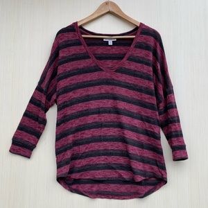 American Eagle Maroon Stripe Knit Sweater Small